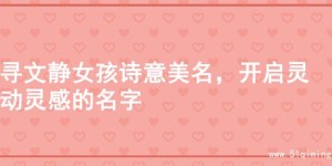寻文静女孩诗意美名，开启灵动灵感的名字