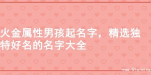 火金属性男孩起名字，精选独特好名的名字大全