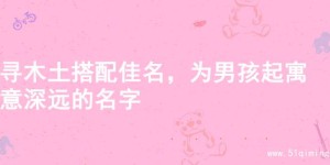寻木土搭配佳名，为男孩起寓意深远的名字
