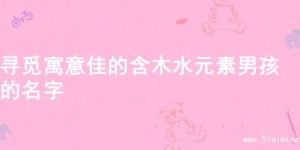 寻觅寓意佳的含木水元素男孩的名字