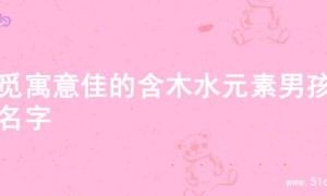寻觅寓意佳的含木水元素男孩的名字