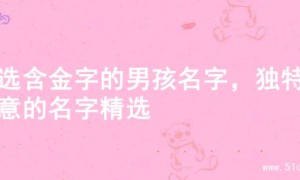 精选含金字的男孩名字，独特寓意的名字精选
